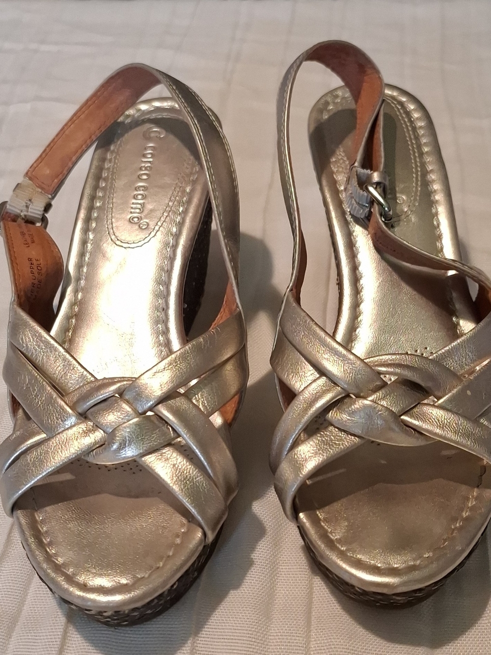 Corso Como Metallic Champagne Woven Slingback Wedges
